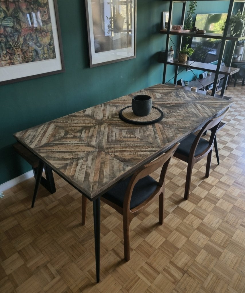 Eettafel massief teakhout, Ophalen, Teakhout, 50 tot 100 cm, Zo goed als nieuw