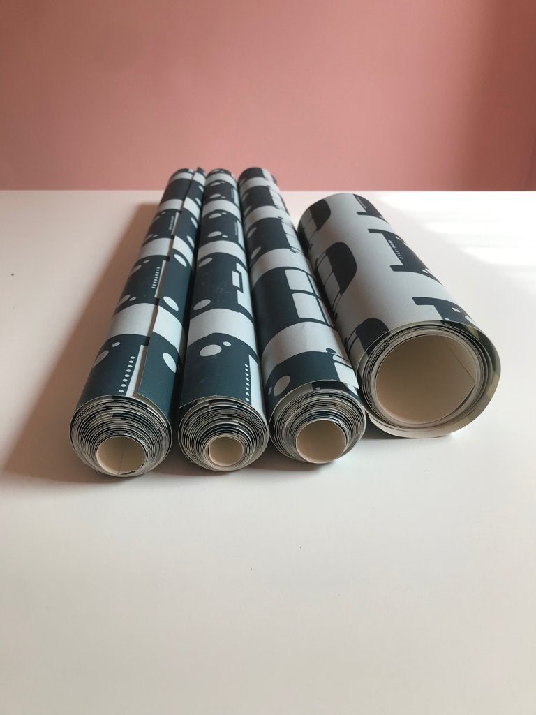 Volkswagens behang kindpetrolblauw ferm Living overschot !, Huis en Inrichting, Ophalen, Overige patronen, Vintage/retro, Wandbekleding