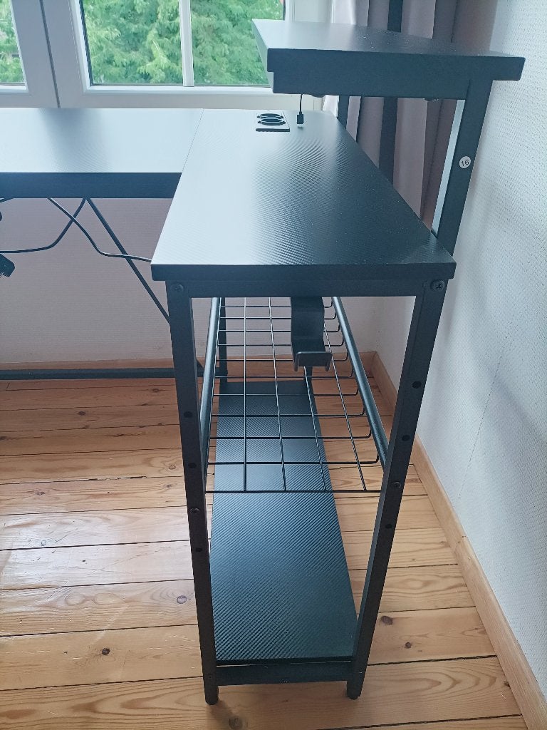 Pc/Game bureau met verlichting, Ophalen, Zwart, 50 cm, Opbergruimte