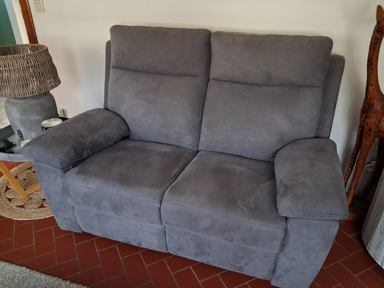 divan 2 personnes et 1fauteuil gris anthracite., Maison & Meubles, Enlèvement