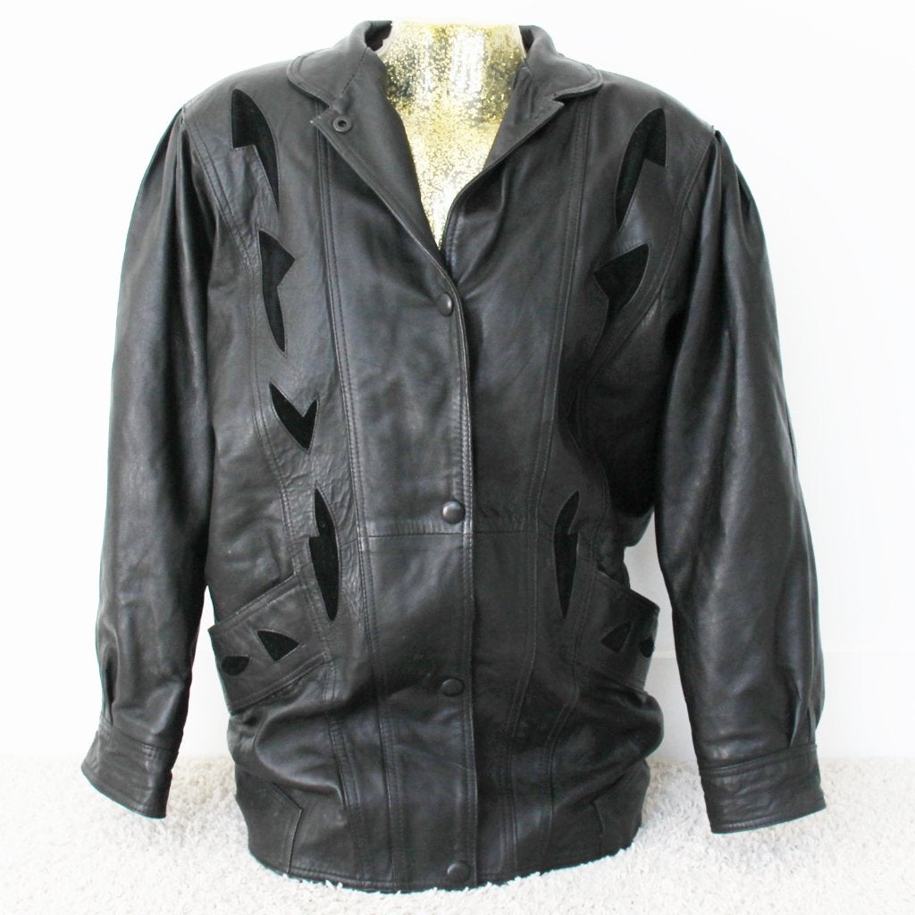 Très belle veste en cuir vintage lisse (M) €145, -, Taille 38/40 (M), Vintage ., Comme neuf, Noir