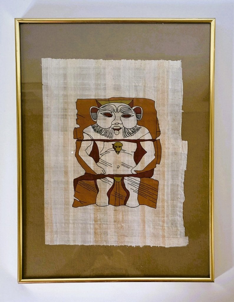 Lot van 4 Egyptische Goden op papyrus met certificaat., Antiquités & Art, Art | Art non-occidental, Enlèvement ou Envoi, Décoration murale