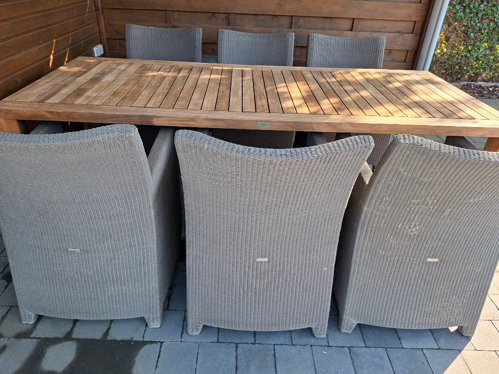 Tuinset : tafel TRIBU met 6 stoelen VERSUS by TRIBU, Ophalen, Teakhout, Tuinset