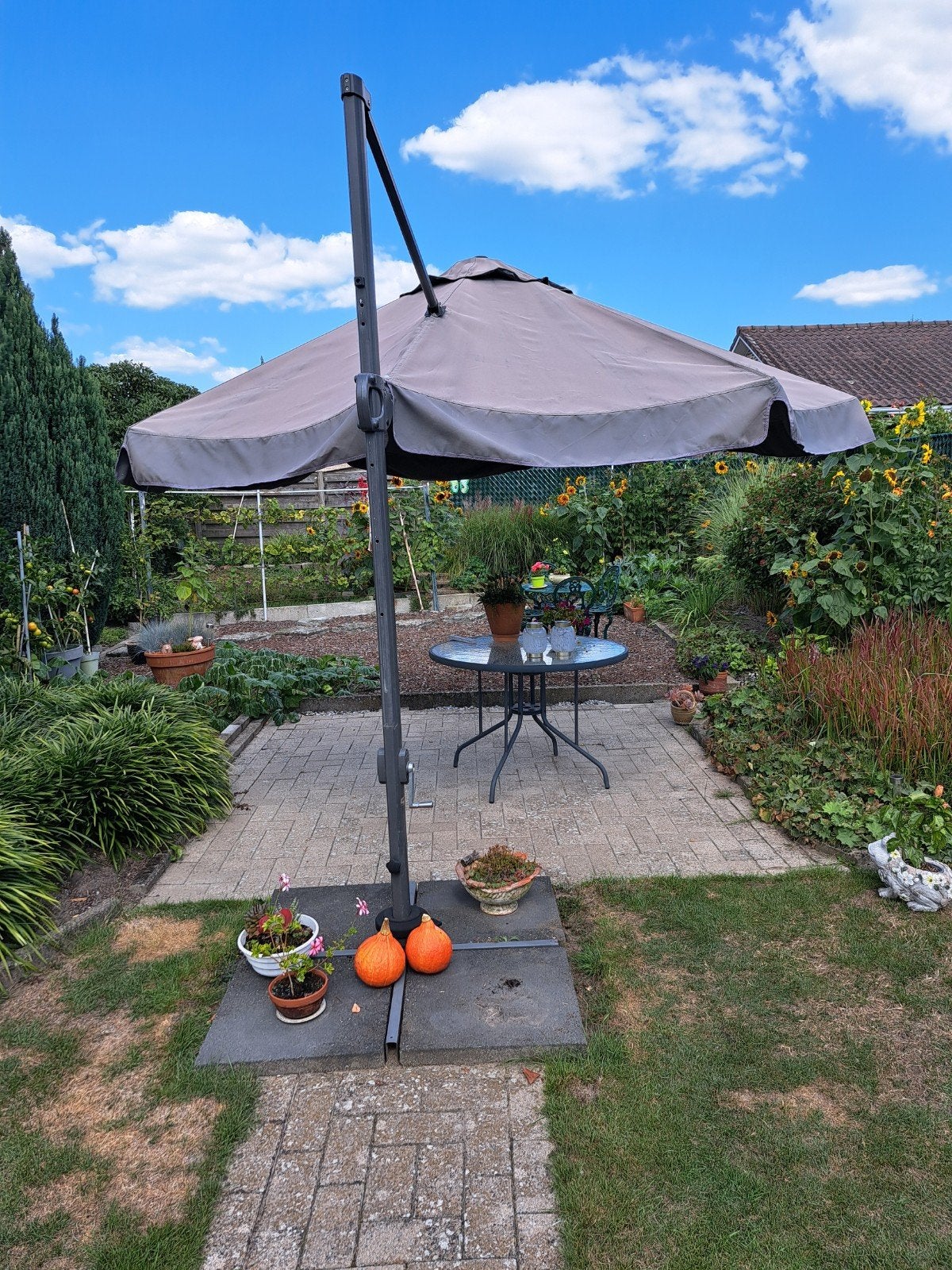 Tuinparasol, Ophalen