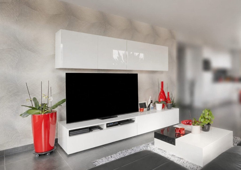 TV-meubelset en salontafel wit hoogglans Natuzzi Novecento, Huis en Inrichting, Ophalen, 100 tot 150 cm, Zo goed als nieuw, Minder dan 100 cm