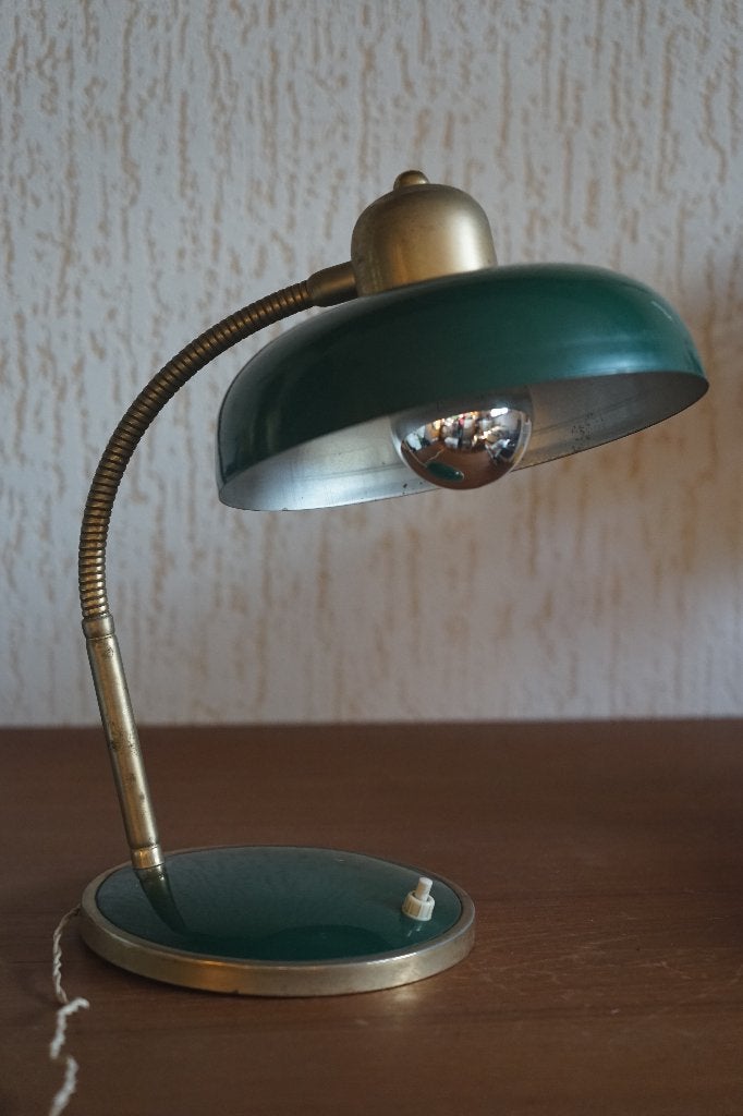 vintage groene bureaulamp, Huis en Inrichting, Met schakelaar, Bureaulamp, Gebruikt, Overige merken