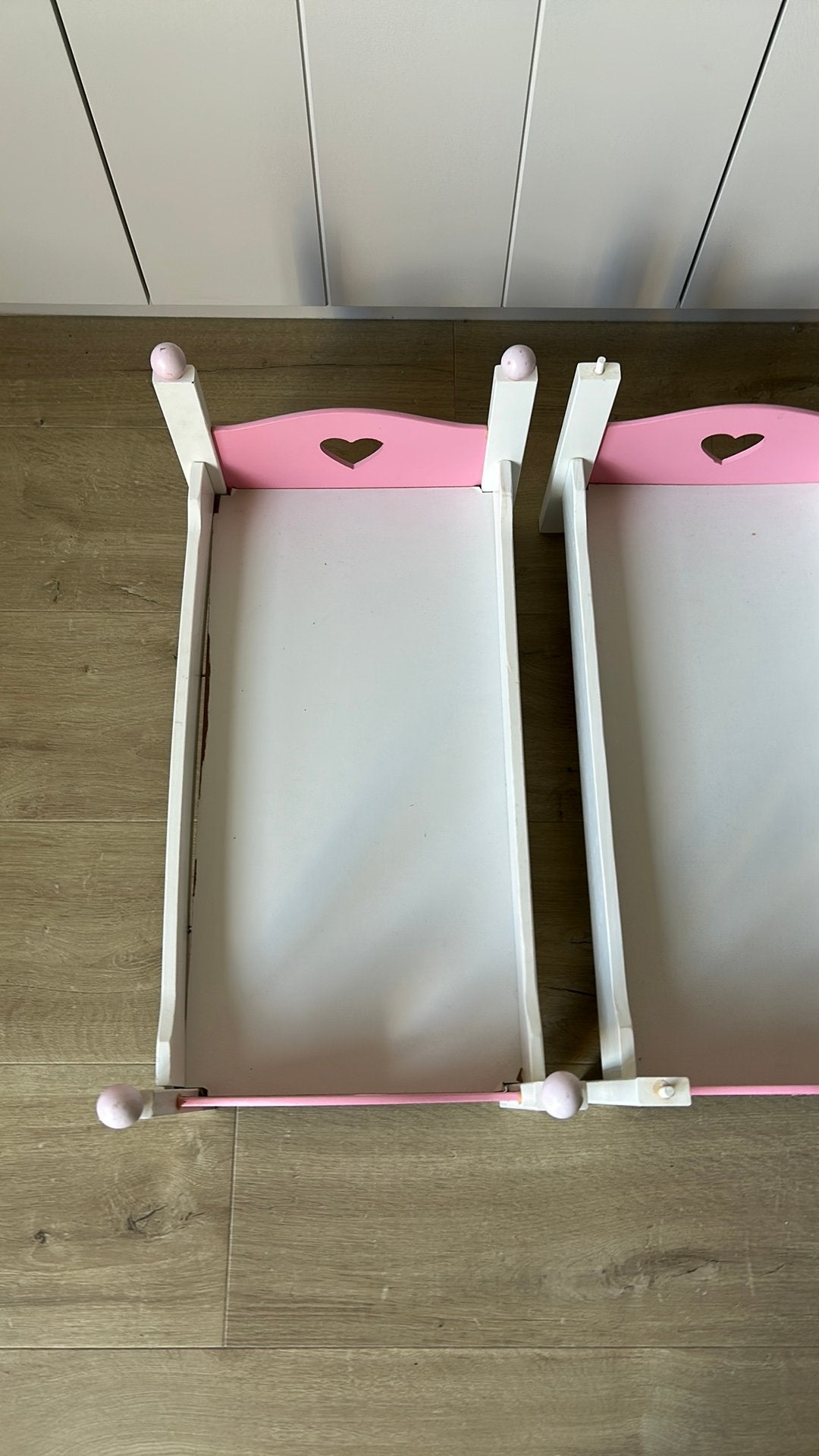 Dubbel poppenbed in hout, Ophalen, Gebruikt, Babypop