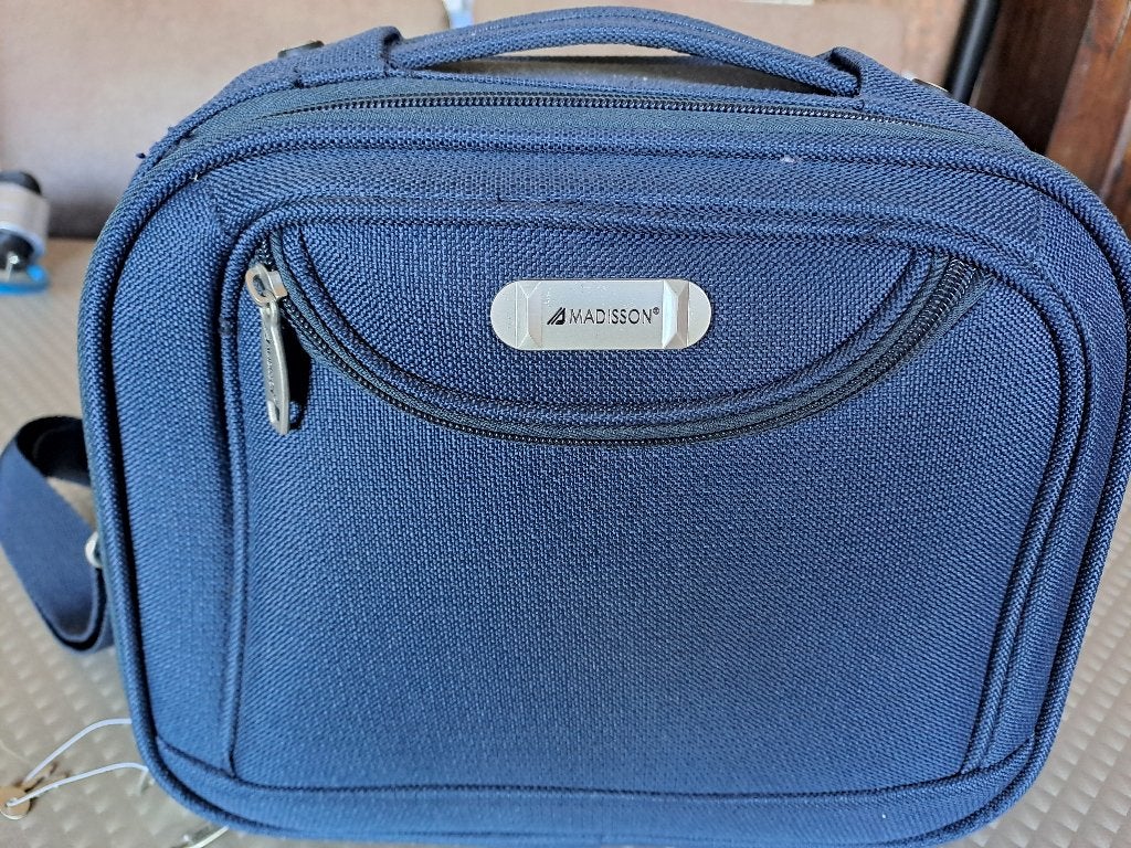 Blauwe beautycase, Bijoux, Sacs & Beauté, Boîtes de maquillage & Beauty case, Softcase, Enlèvement ou Envoi, Comme neuf, Avec miroir(s)