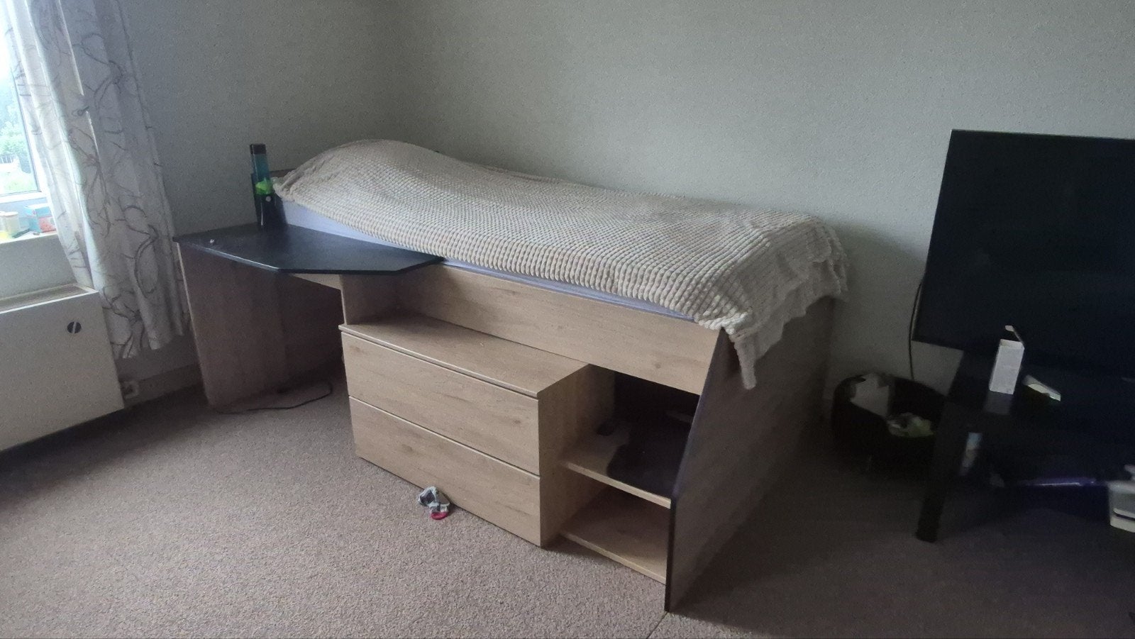 Hoogslaper met 2 kastjes en bureau (ideaal tieners), Huis en Inrichting, Slaapkamer | Bedden, Ophalen