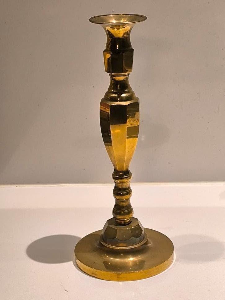 Grote messing/koperen kandelaar, Ophalen of Verzenden