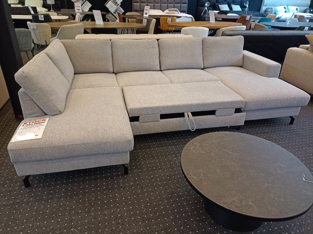 M1I Diano Hoekzetel NIEUW Grijs stof 304x198x148cm +Levering, Maison & Meubles, Canapés | Repose-pieds & Poufs, Enlèvement ou Envoi