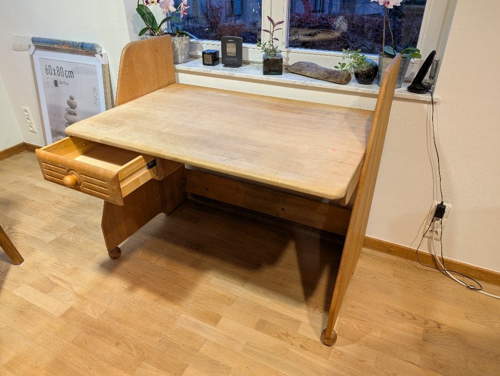Bureau ergonomique en bois  en chêne huilé pour enfant, Maison & Meubles, Enlèvement, Utilisé, Naturel, Bois