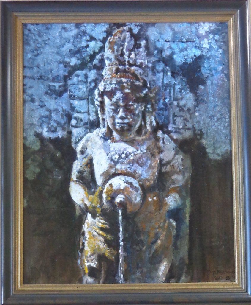 LOUIS NAGELKERKE / TEMPELBEELD / OLIEVERF / 116x96cm / KADER, Antiquités & Art, Art | Peinture | Moderne, Enlèvement, Signé, Peinture à l'huile