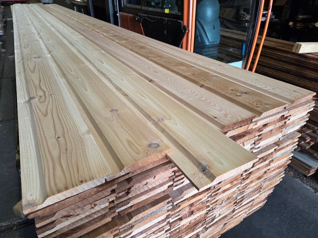 Grote partij Western Red Cedar rabatdelen 18x145mm - L 520cm, Ophalen of Verzenden, Nieuw, 250 cm of meer, Planken