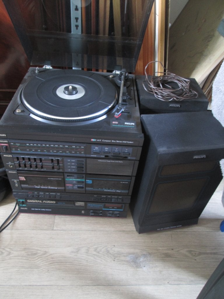 Philips stereo toren met platenspeler, TV, Hi-fi & Vidéo, Tourne-disques, Enlèvement, Utilisé, Tourne-disque, Philips