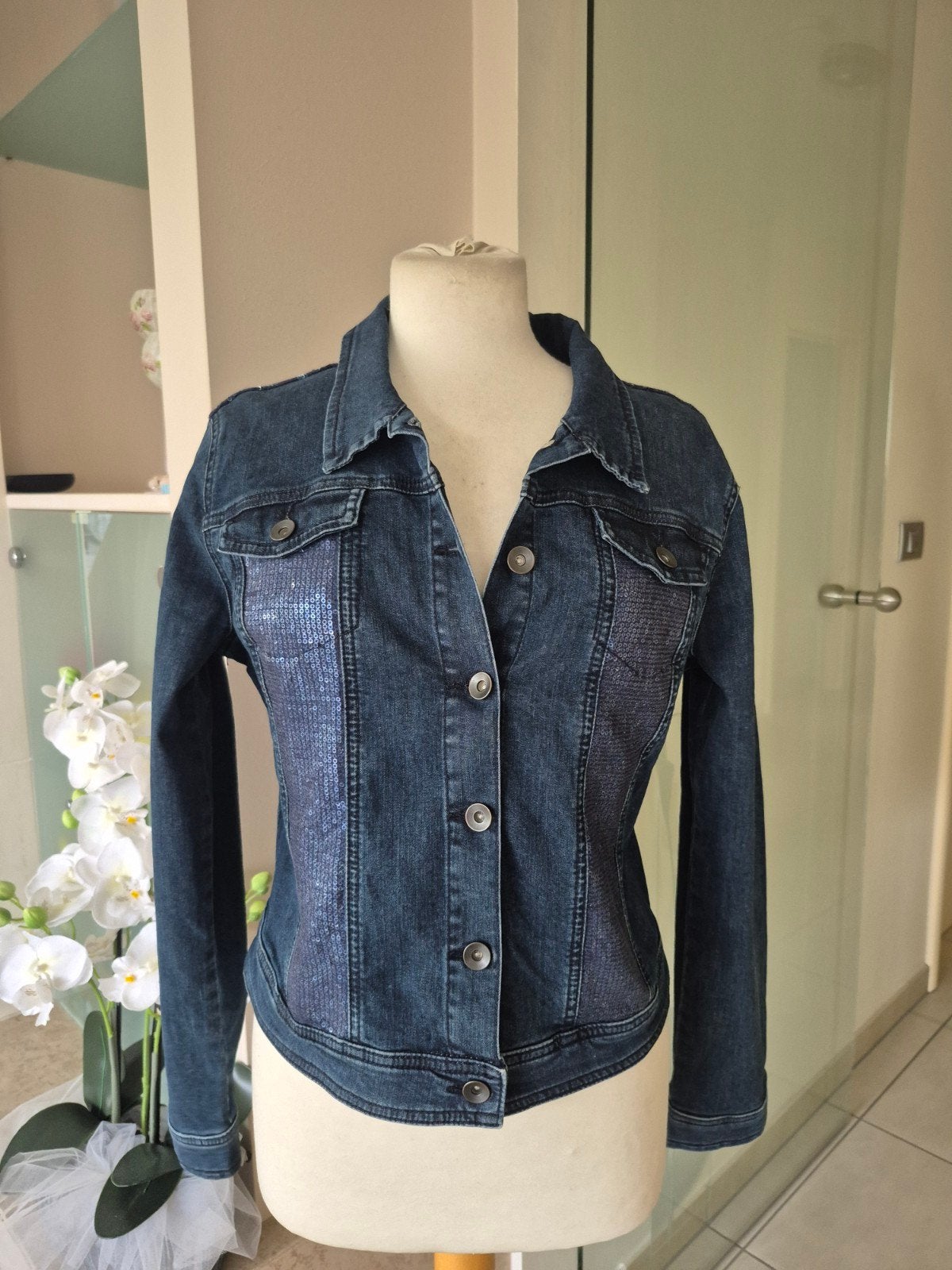 ATMOS FASHION  jeansvestje, Kleding | Dames, Jasjes, Kostuums en Pakken, Ophalen of Verzenden, Maat 42/44 (L)