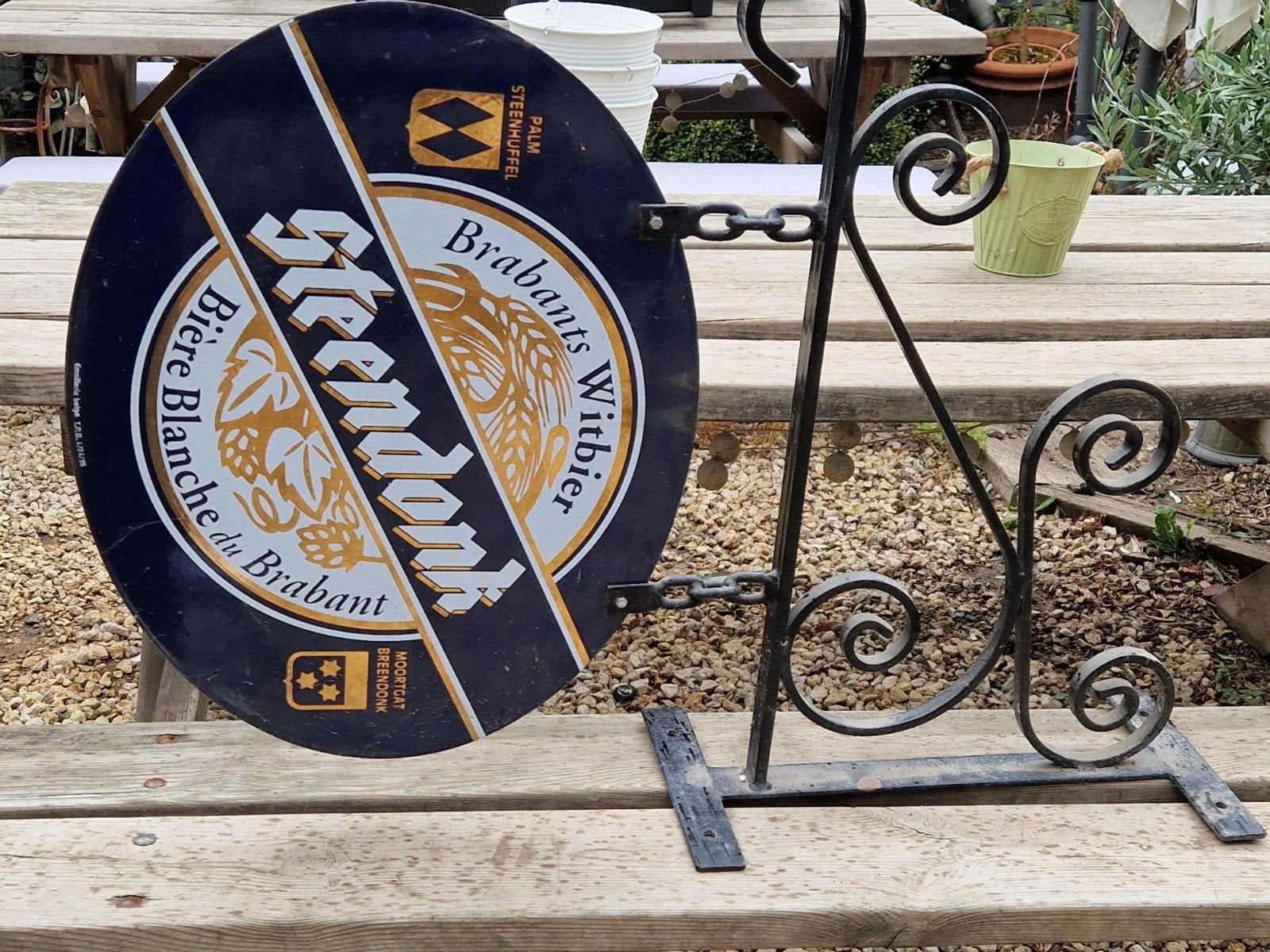 vintage ijzeren bord om te hangen, Huis en Inrichting, Woonaccessoires | Tekstborden en Spreuken, Ophalen, Tekstbord, Gebruikt