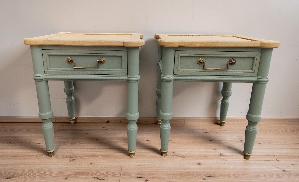 Paire de tables de chevet rénovées, Maison & Meubles, Comme neuf, Enlèvement, Bois, 45 à 65 cm
