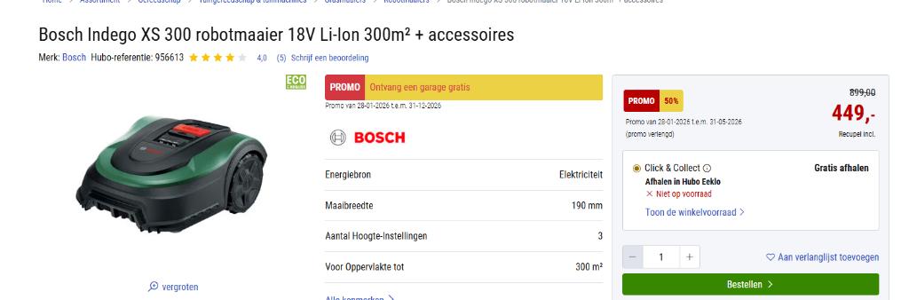 Robotmaaier Bosch XS300, Ophalen of Verzenden, Gebruikt, 20 tot 25 cm, Bosch