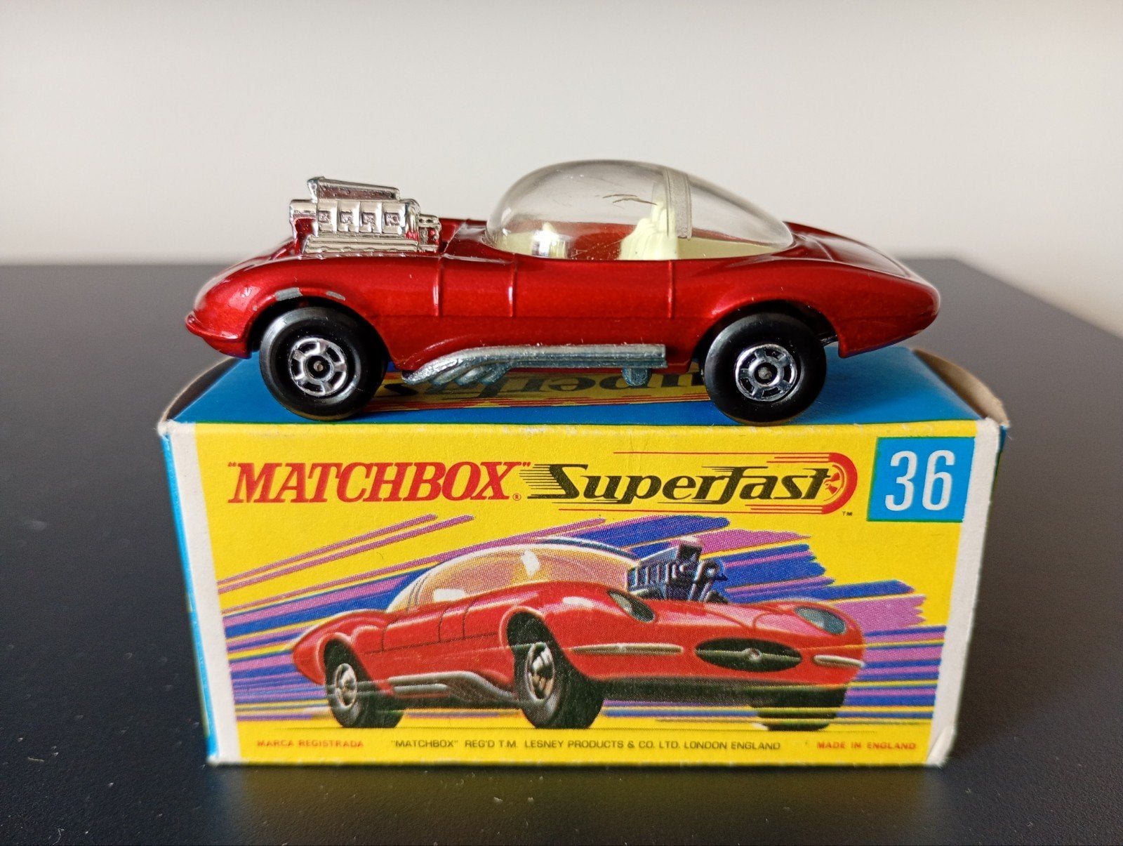 Lesney Matchbox Superfast #36 Draguar in doosje, Hobby en Vrije tijd, Modelauto's | Overige schalen, Ophalen of Verzenden