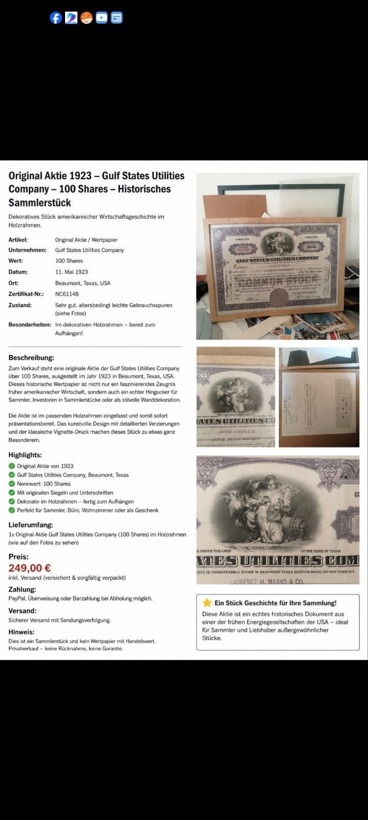 Golfe de 1923, Timbres & Monnaies, Actions & Titres, Enlèvement ou Envoi