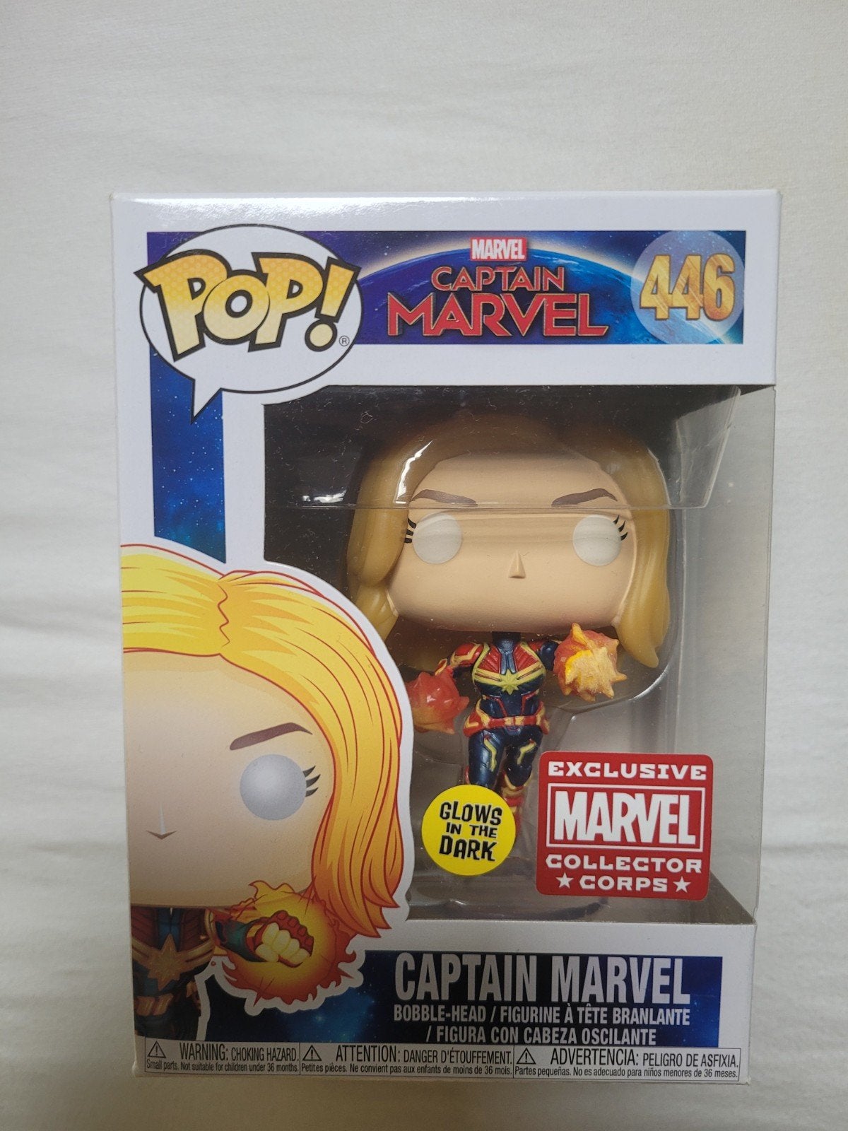 Funko Pop! Captain Marvel #446 GITD Exclusive Marvel Collect, Ophalen of Verzenden, Nieuw