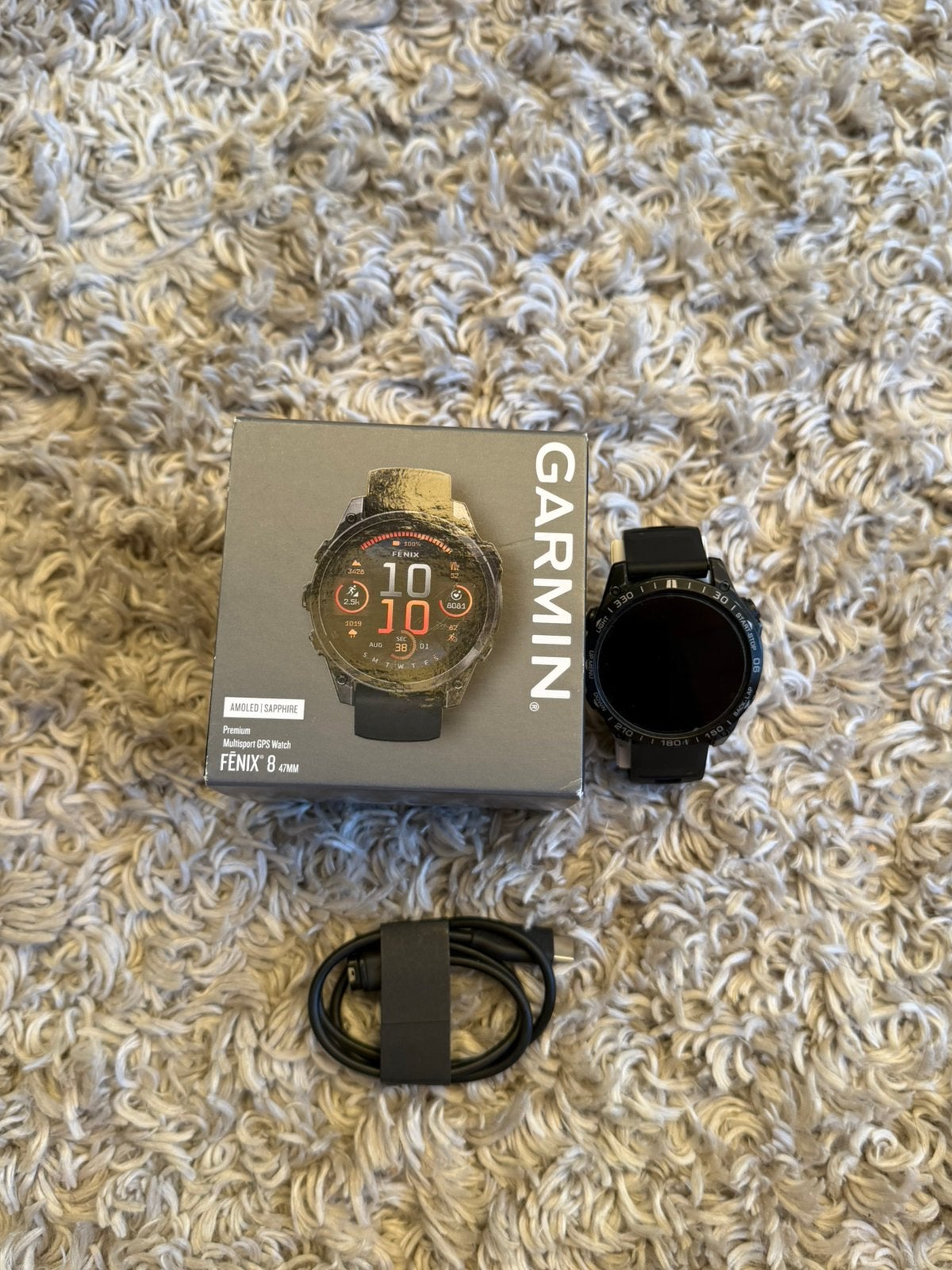 Sporthorloge - Garmin Fenix 8 Saphire Titanium 47 mm, Zwart, Ophalen of Verzenden, Zo goed als nieuw, Waterdicht