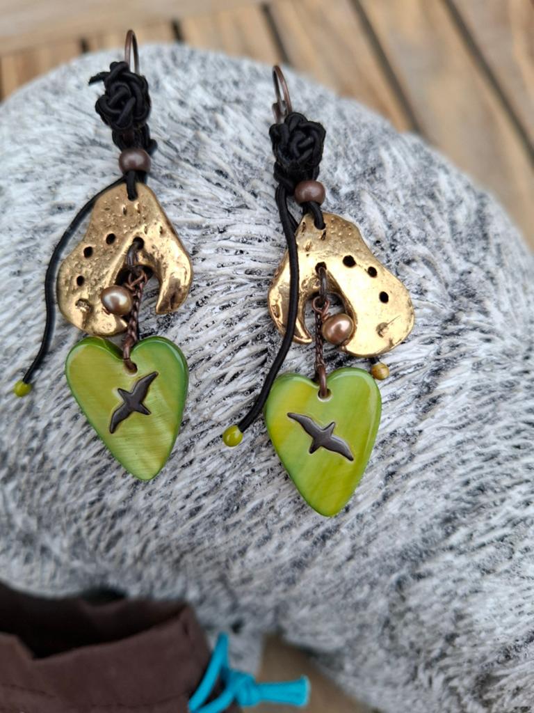 Oorbellen Nature bijoux, Bijoux, Sacs & Beauté, Boucles d'oreilles, Neuf, Autres matériaux, Pendantes, Vert