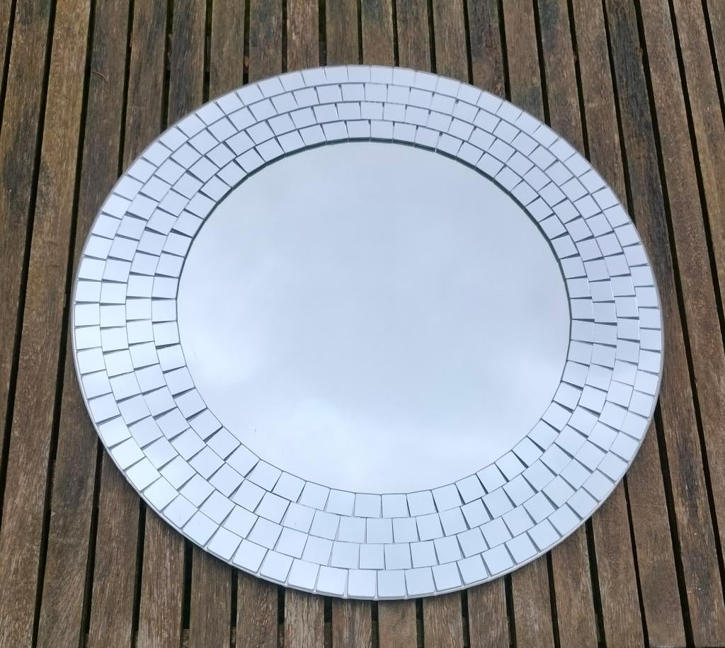 Mozaiëkspiegel. Rond. Jaren 1990., Huis en Inrichting, Ophalen, Rond, Zo goed als nieuw, Minder dan 100 cm