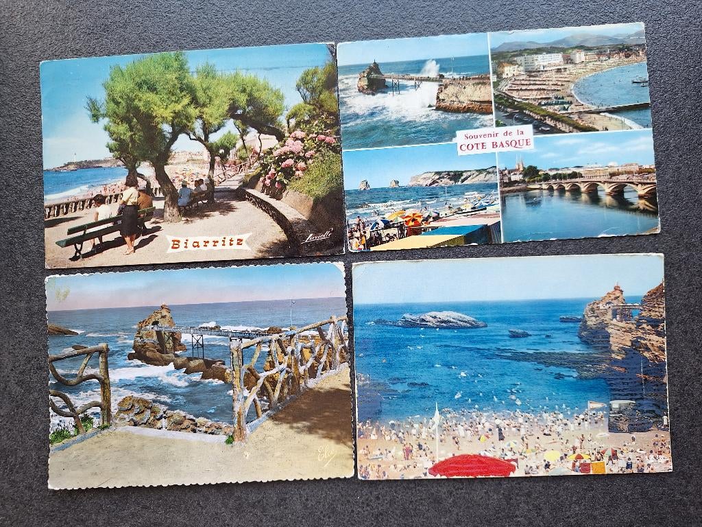lot de 4 CPAs vintage - Biarritz, Enlèvement, 1960 à 1980, Affranchie, France
