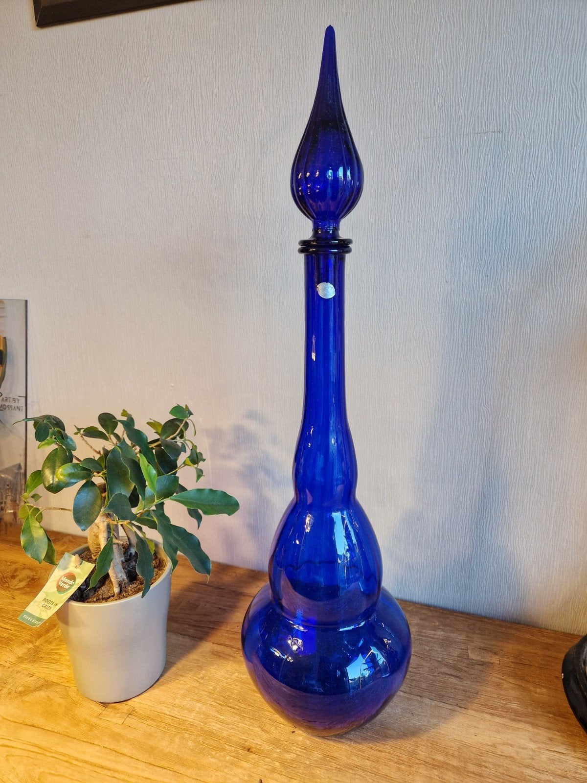 grote vintage Empoli Fles Genie bottle cobalt blauw, Enlèvement ou Envoi