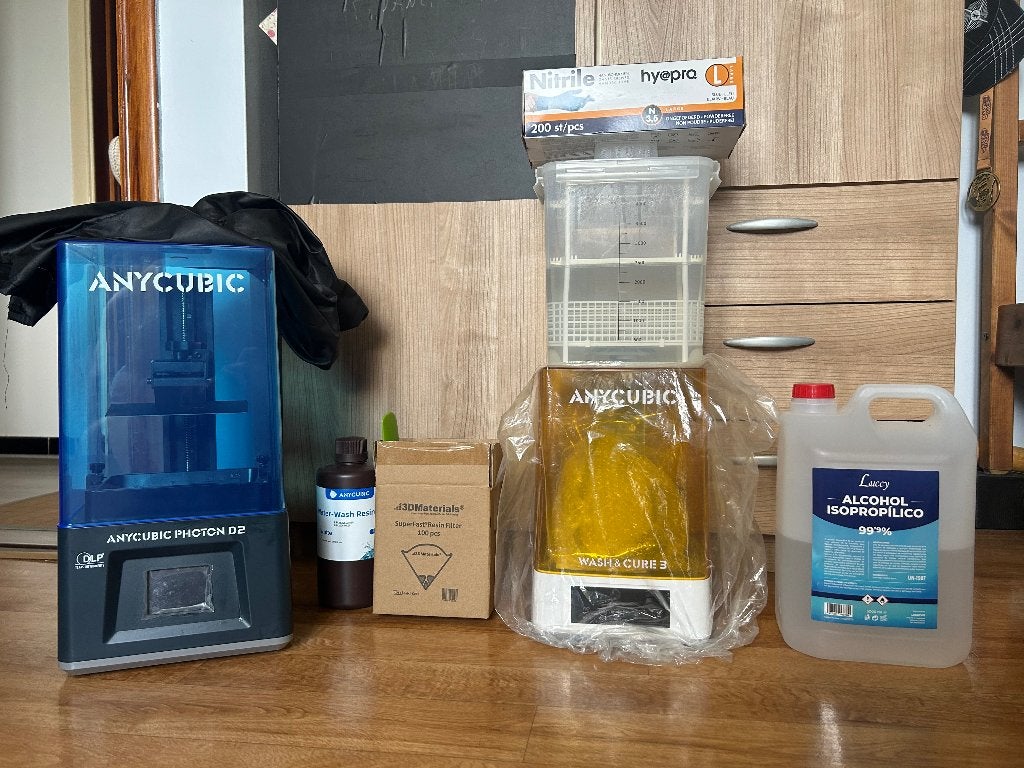PACK COMPLET IMPRESSION 3D RÉSINE ANYCUBIC – PRÊT À IMPRIMER, Computers en Software, 3D Printers, Ophalen, Zo goed als nieuw, Resin/Hars