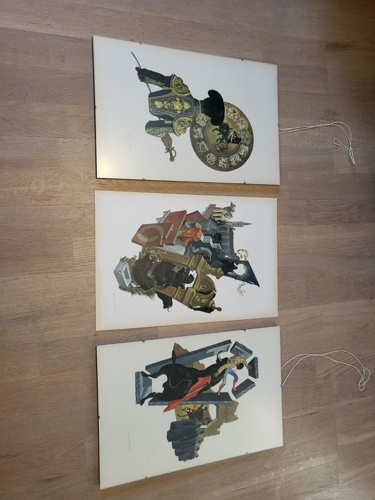 Set van 3 gesigneerde lithografieën – Spaanse corrida, Antiek en Kunst, Gesigneerd, Ophalen, Lithografie