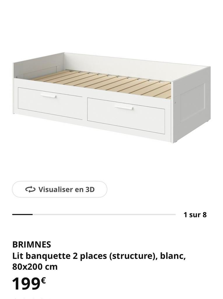 Lit BRIMNES + matelas VESTERÖY, Ophalen, Gebruikt, Wit