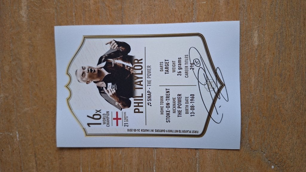 Foto met handtekening (print); Phil Taylor # Darts, Ophalen of Verzenden, Nieuw, Overige typen