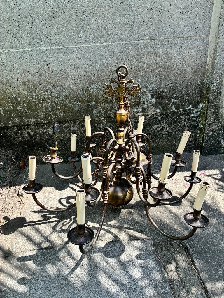 Vintage kroonluchter Adelaars Motief, Enlèvement, Utilisé, Autres matériaux, Vintage