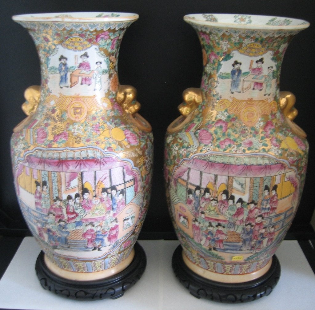 Paire de vases chinois « Canton Famille Rose » - 1654, Antiquités & Art, Art | Art non-occidental, Chine, Enlèvement, Décoré