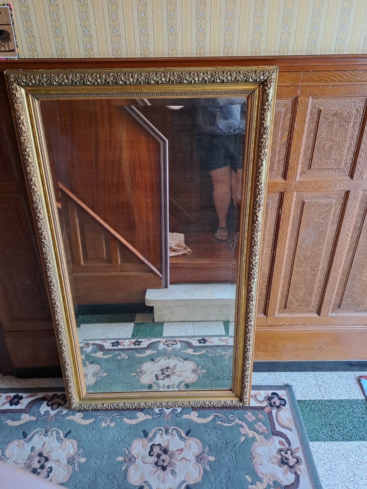 oude spiegel, Antiek en Kunst, Ophalen, Rechthoekig, 50 tot 100 cm, 100 tot 150 cm