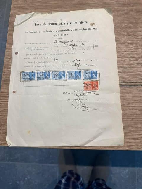 taxe de transmission sur les bieres, Ophalen of Verzenden, Gebruikt, Overige typen, Overige merken