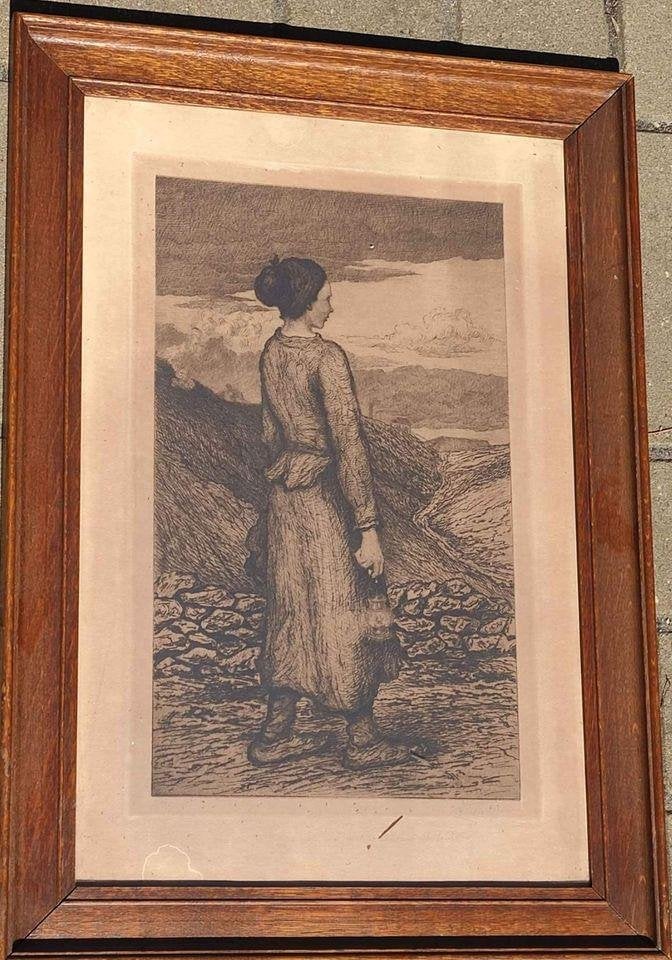Gravure hiercheuse signe Victor dieu, Enlèvement ou Envoi, Gravure