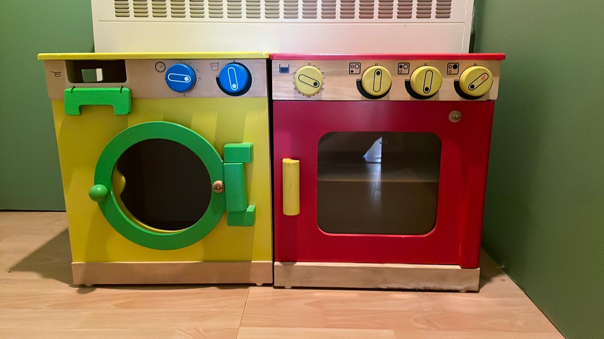 Houten speelgoedset – wasmachine + fornuis + oven, Kinderen en Baby's, Ophalen, Gebruikt