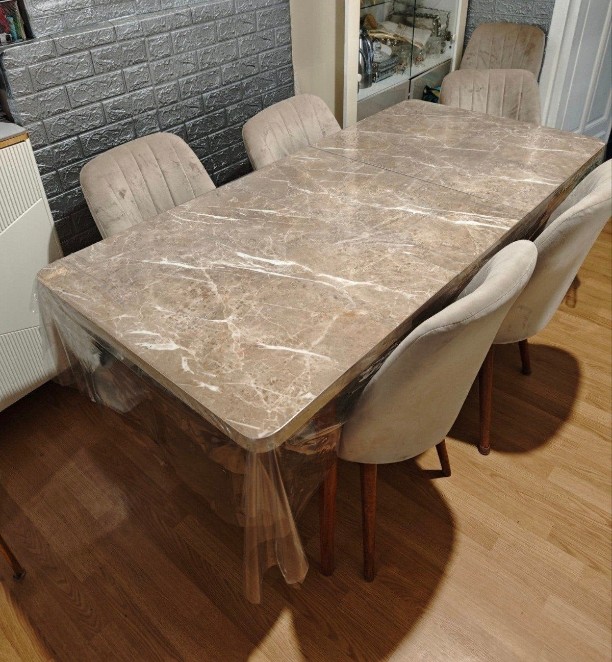 Table à manger rétractable (extensible) + 6 chaises, Enlèvement, Comme neuf, Vintage