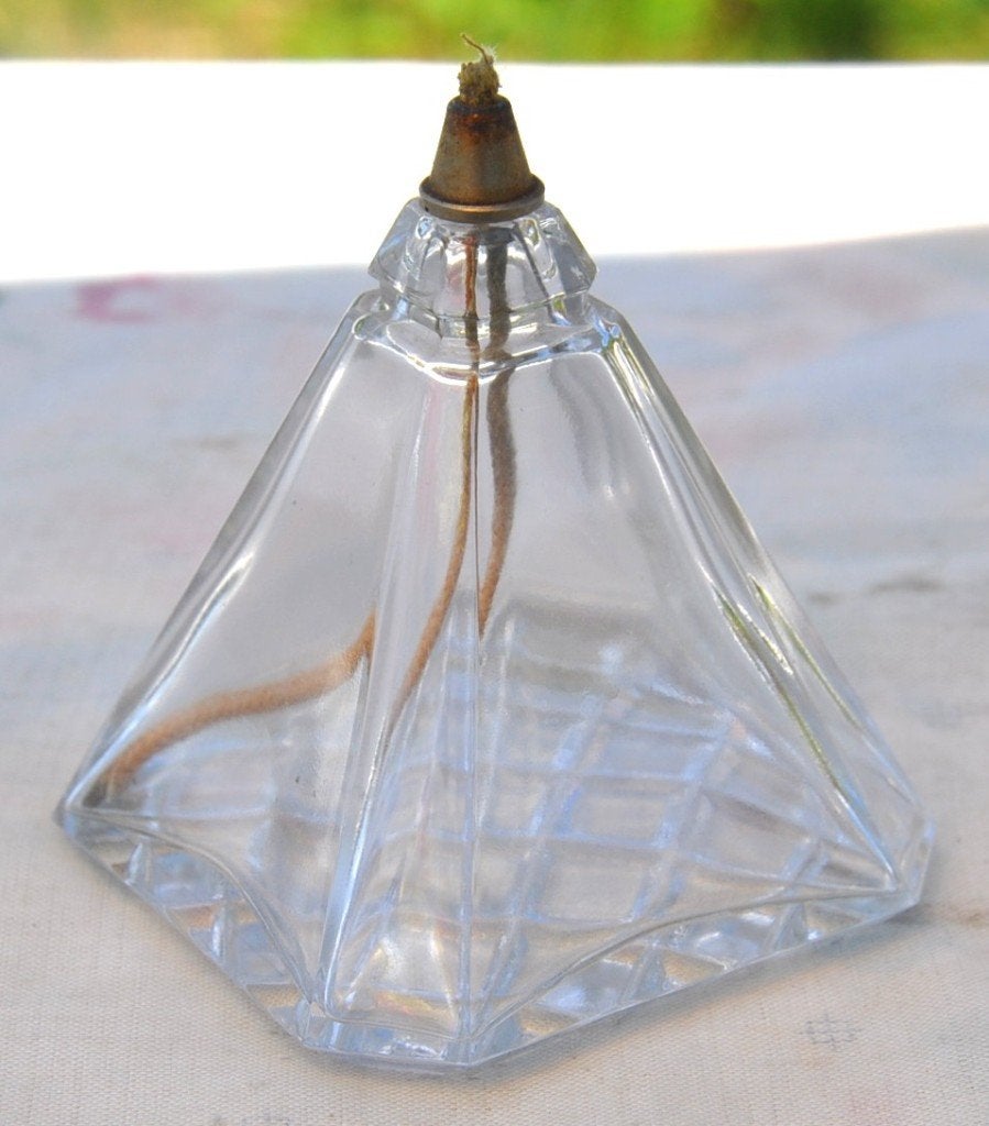 ancienne lampe a huile en cristal, Ophalen of Verzenden