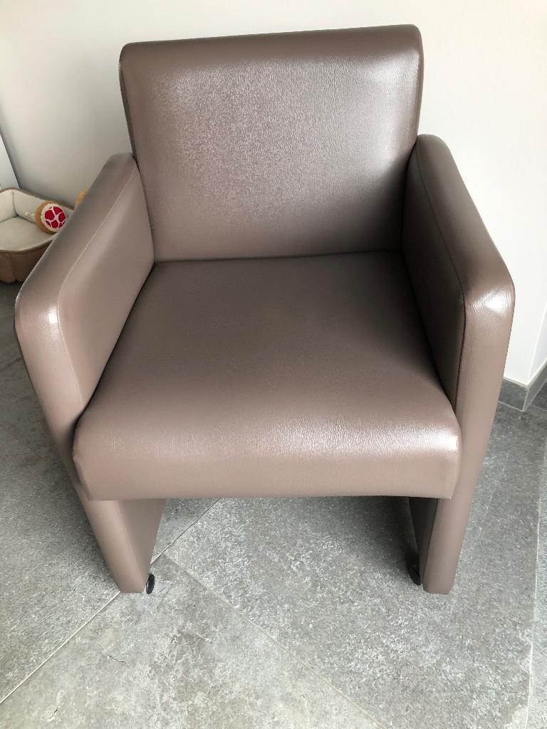 Taupe stoel-zeteltjes 120€ voor de 6 samen, Huis en Inrichting, Ophalen, Kunststof, Gebruikt, Overige kleuren