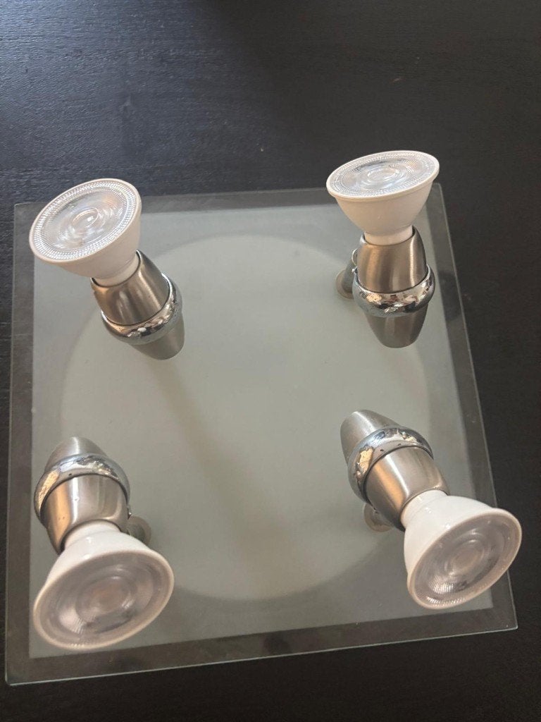 verlichting vierkant -  glas - LED - spot, Ophalen, Gebruikt, GU10, Glas