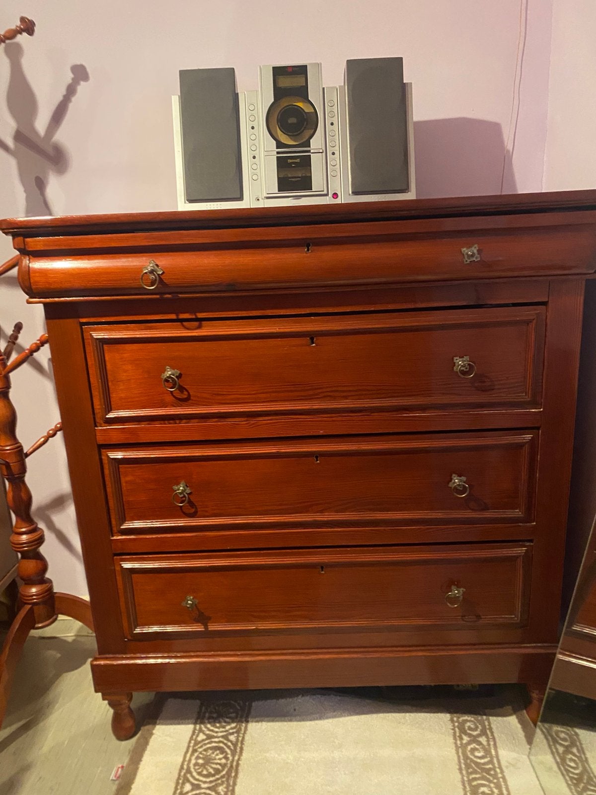 Klassieke notelare houten commode, Ophalen, Gebruikt
