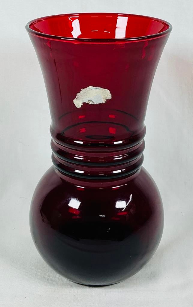 Anker Hocking Antiek Art Deco design rood glazen vaas, Antiek en Kunst, Ophalen of Verzenden