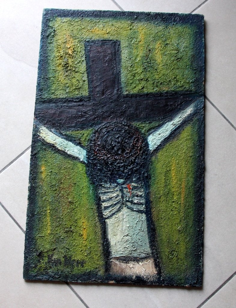 schilderij olieverf abstract jezus christus, Antiek en Kunst, Kunst | Schilderijen | Klassiek, Ophalen, Abstract, Olieverf