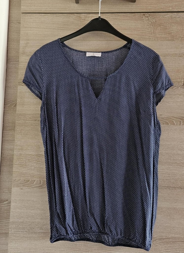 Blouse Cache Cache taille M marine à pois blancs, Kleding | Dames, Blouses en Tunieken, Ophalen of Verzenden, Zo goed als nieuw