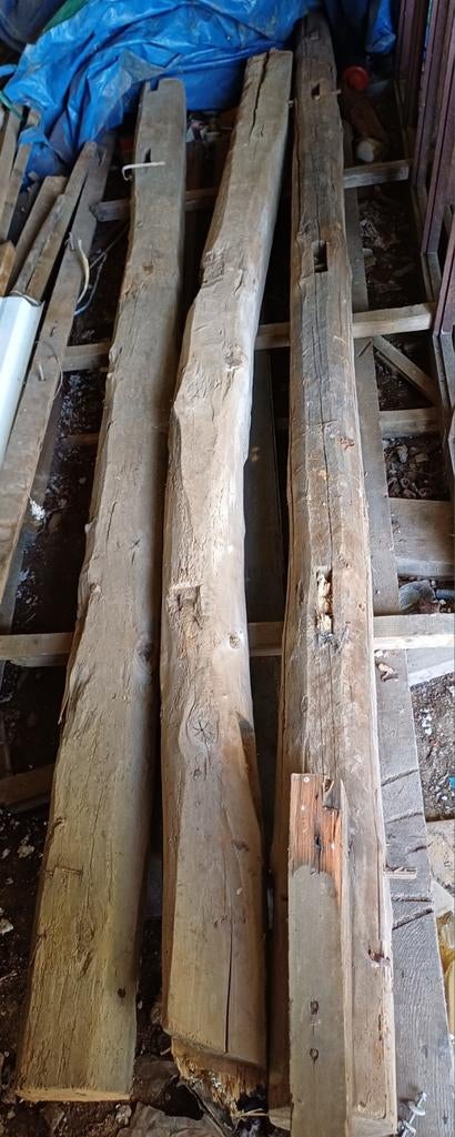 Oude grenen balken tot 5m10, Doe-het-zelf en Bouw, Hout en Planken, Ophalen, Grenen